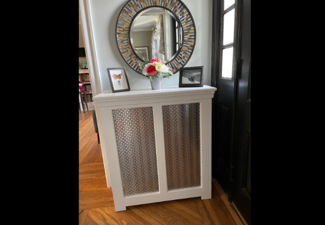 wooden radiator cover for entryway